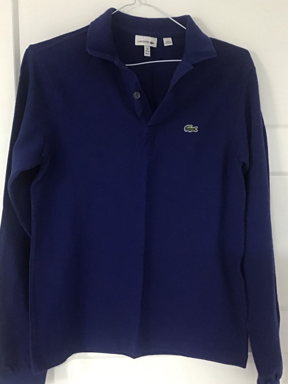Lacoste Navy Blue Long-Sleeve Polo Top with Crocodile Logo